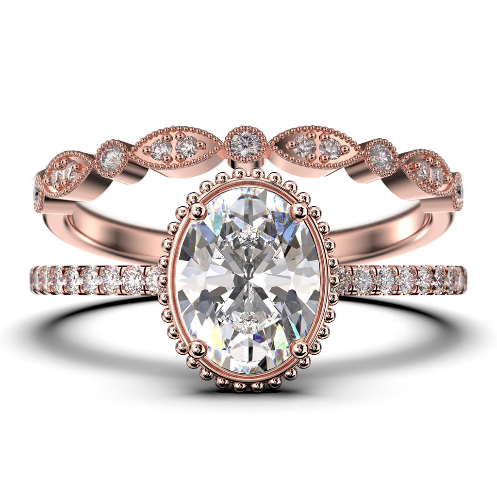 2.00 Carat Oval Cut Moissanite Engagement Ring in 925 Sterling Silver With 18k Rose Gold Plating G501