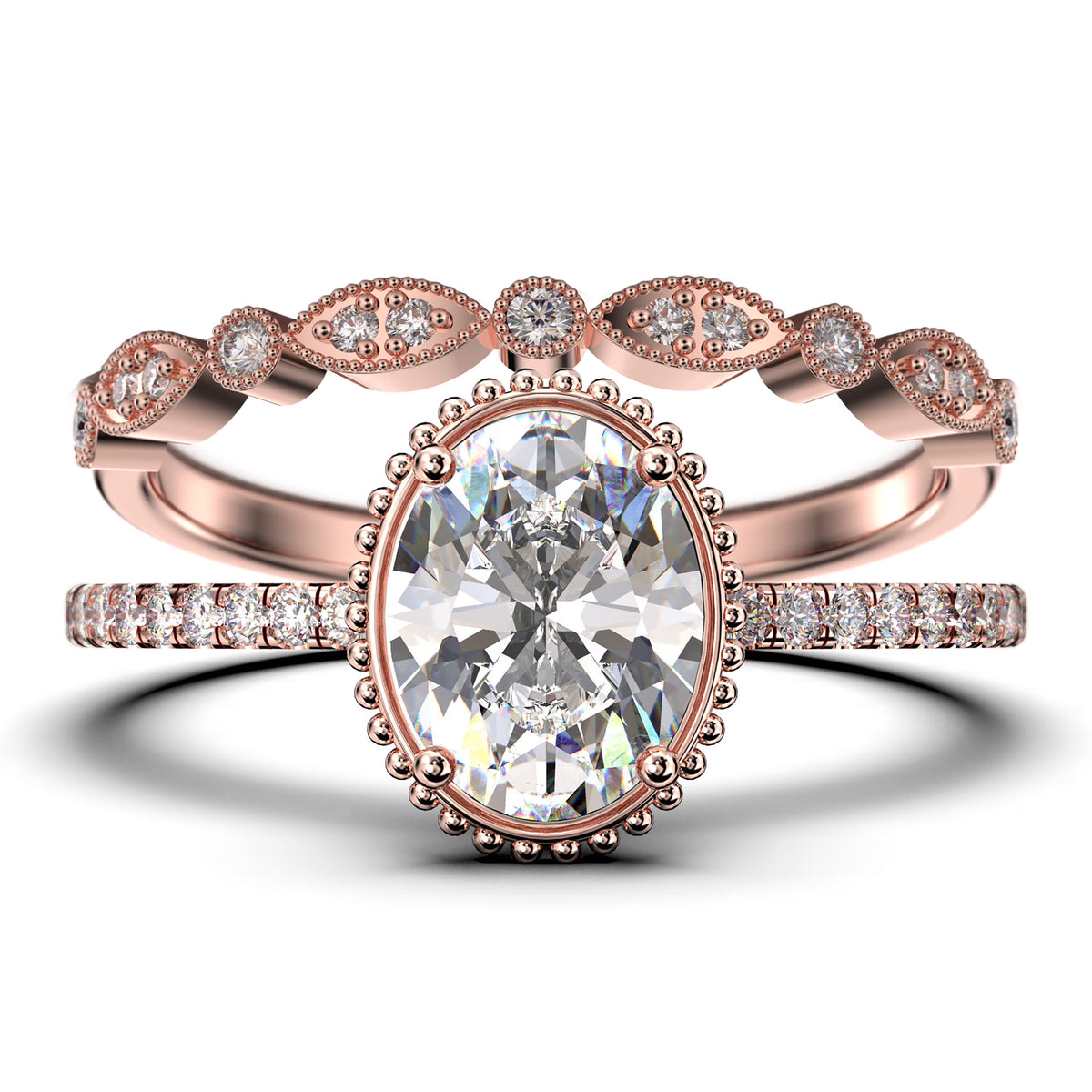 2.00 Carat Oval Cut Moissanite Engagement Ring in 925 Sterling Silver With 18k Rose Gold Plating G501