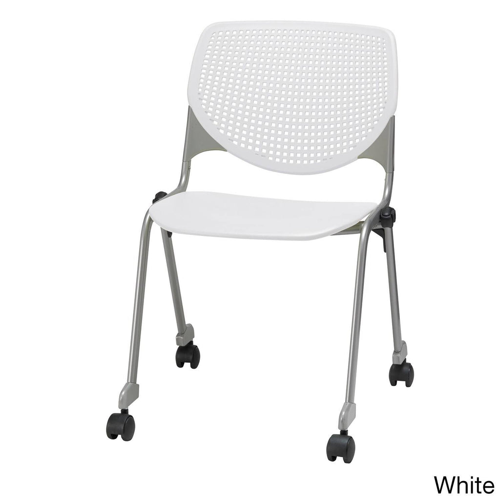 Navy Poly Stack Chair with Casters E24856