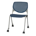 Navy Poly Stack Chair with Casters E24856