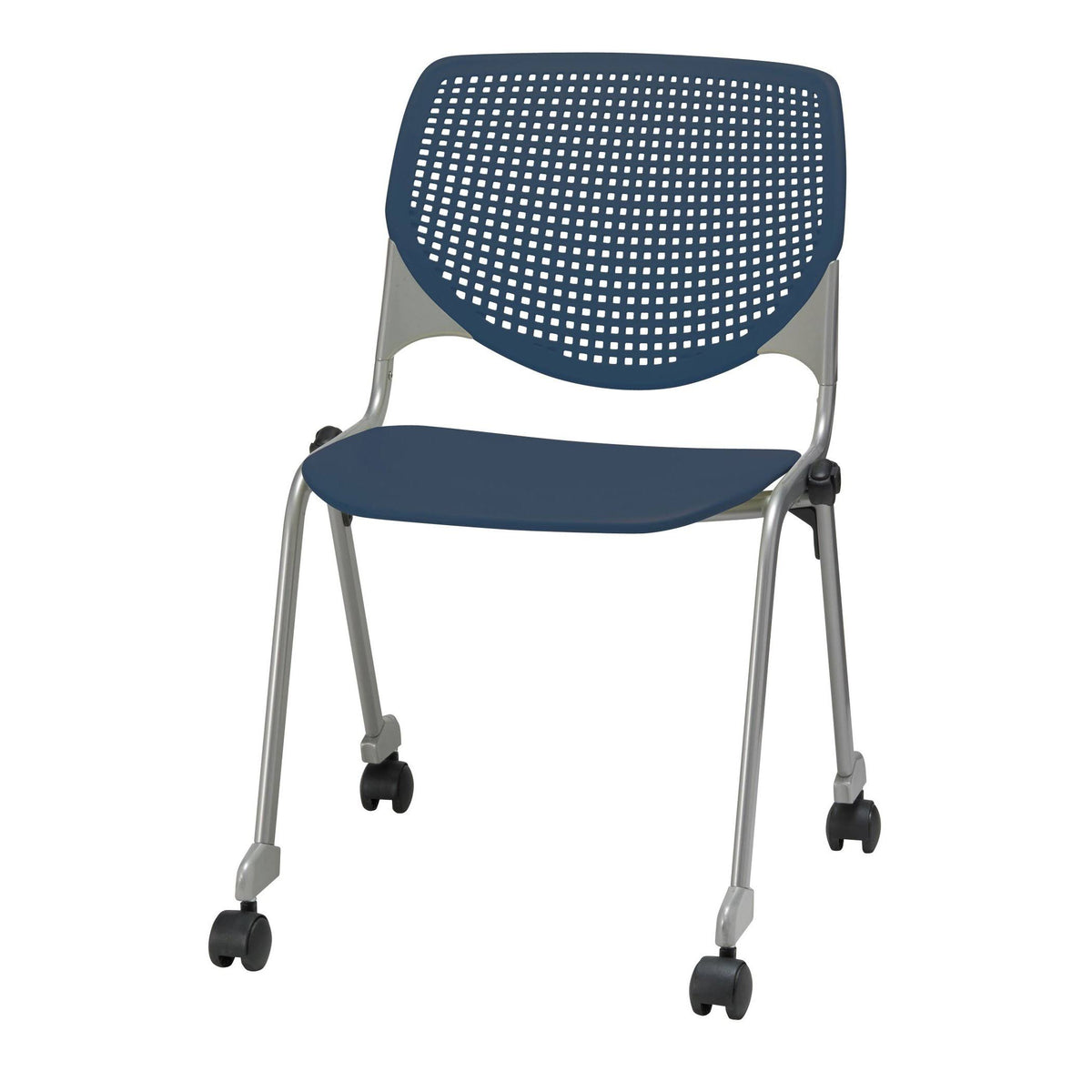 Navy Poly Stack Chair with Casters E24856