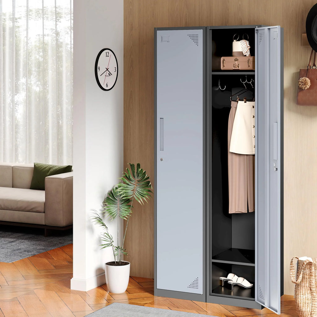 71" Gray Steel Storage Cabinet with Door K992