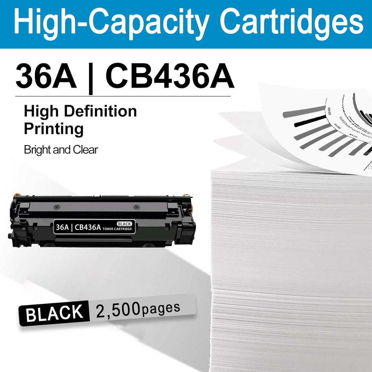2 Pack Black Toner Cartridge 36A for HP Printer C45720