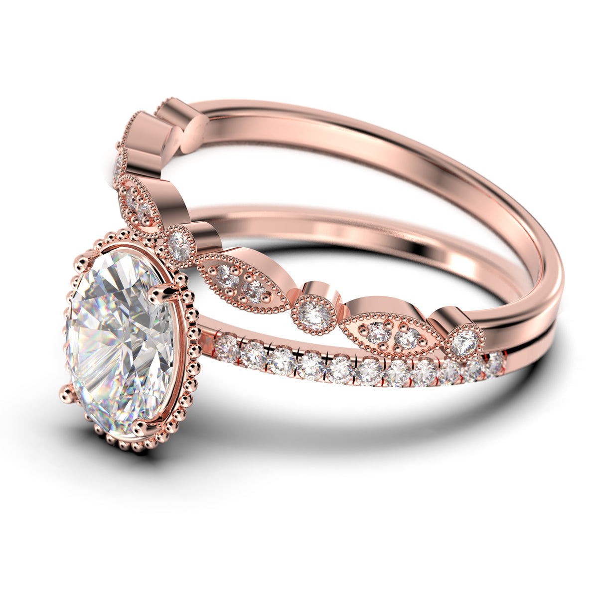 2.00 Carat Oval Cut Moissanite Engagement Ring in 925 Sterling Silver With 18k Rose Gold Plating G501