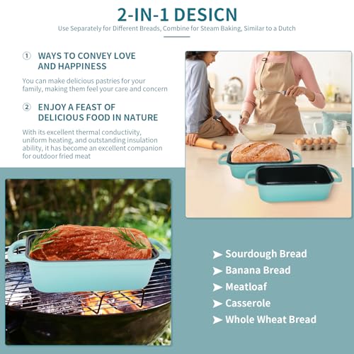 2 Piece Enameled Cast Iron Bread Pan with Lid (Lake blue) K5344