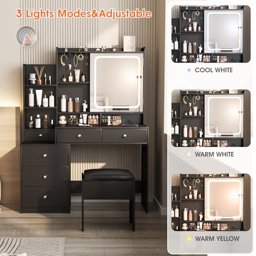 White Vanity Set with Stool and 6 Drawers Y579