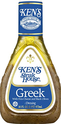 Greek Dressing with Feta Cheese & Black Olives, 16 FL OZ Bottle (Pack of 6) P36834