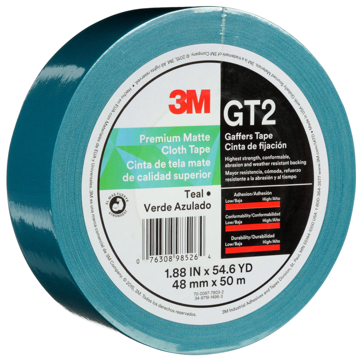 Teal 48 mm x 50 M Matte Cloth Tape, 24 Rolls K982