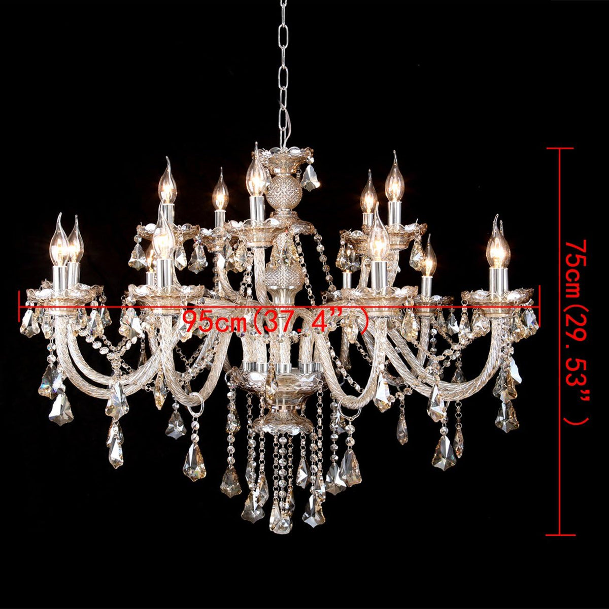 15 Lights Cognac K9 Crystal Chandelier W8513
