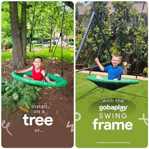 6.7’ x 8.4’ Single Swing Set Frame with 39” Round Platform Tree Swing D329756