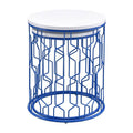 Blue and White 2-Piece Metal Nesting Table D2902