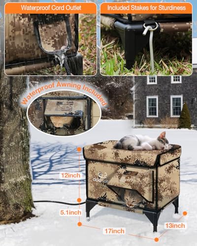 Forest Green 26"x16"x18" Insulated Outdoor Cat Shelter with Heater O59845