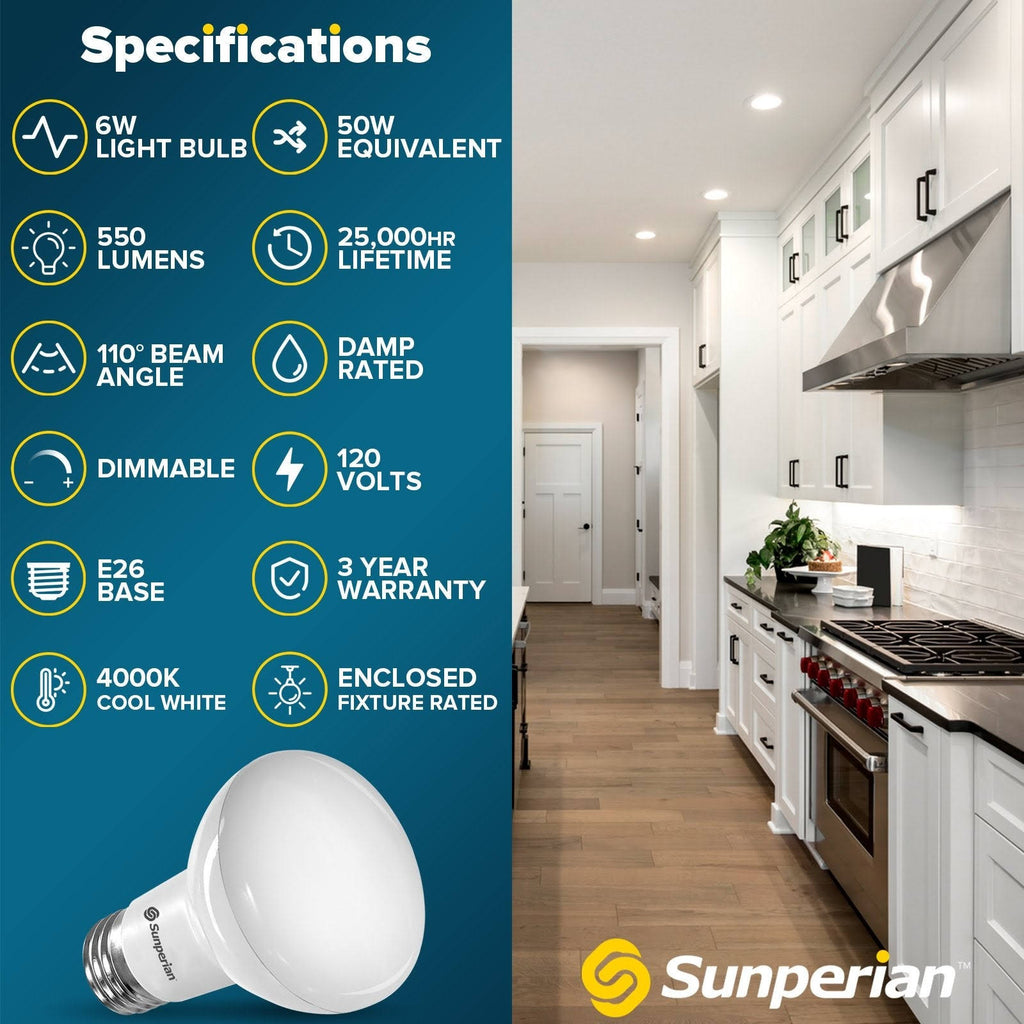 12 Pack 6W 550lm Dimmable LED Flood Light Bulbs E26 Base 5000K Y65940