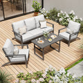 Aluminum Patio Furniture Set with Grey Cushions R514816
