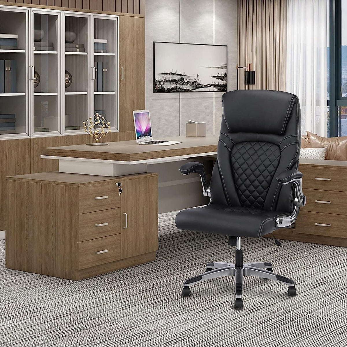 Black Ergonomic Office Chair with Lumbar Support D647122