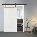 White Stained 2 Panel Barn Door with Sliding Hardware L683