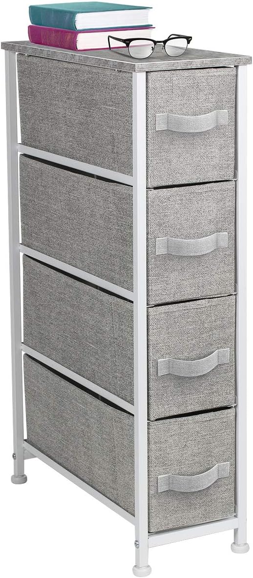 Narrow 4 Drawer Dresser Tower with Fabric Bins P165410