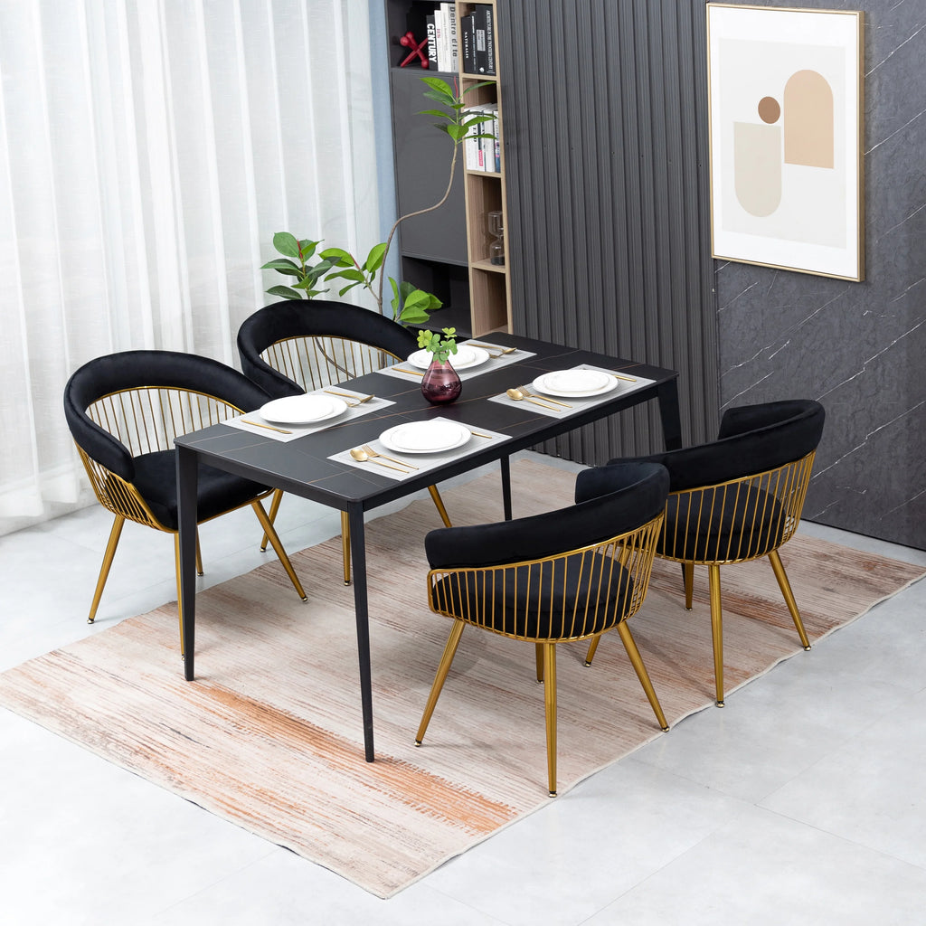 Set of 2 Black Velvet Dining Chairs A2590