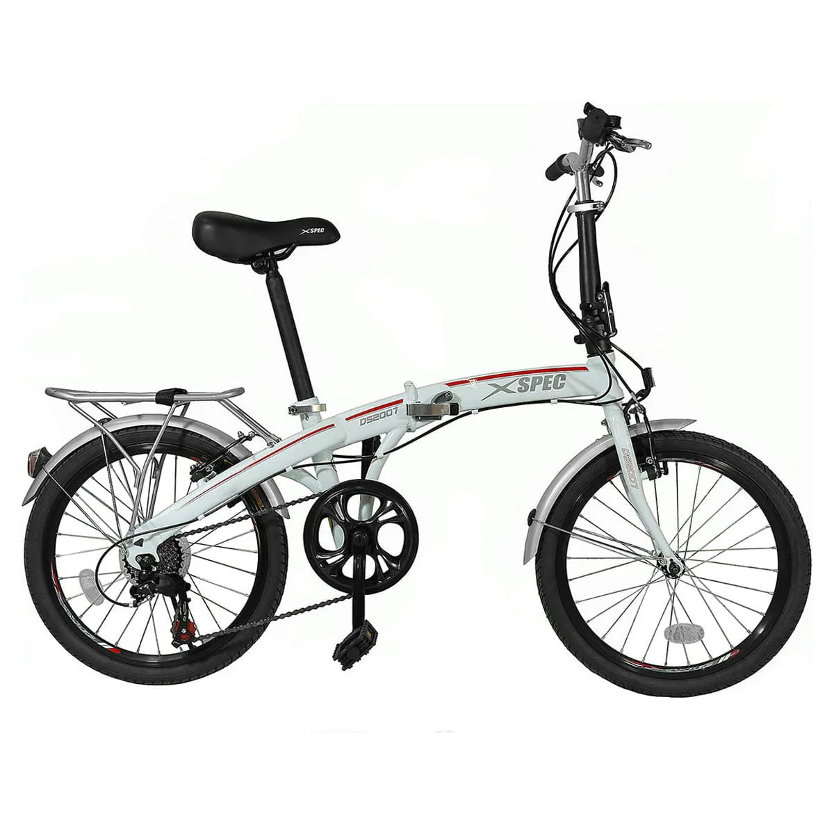White 7 Speed Folding Compact Bike U35165