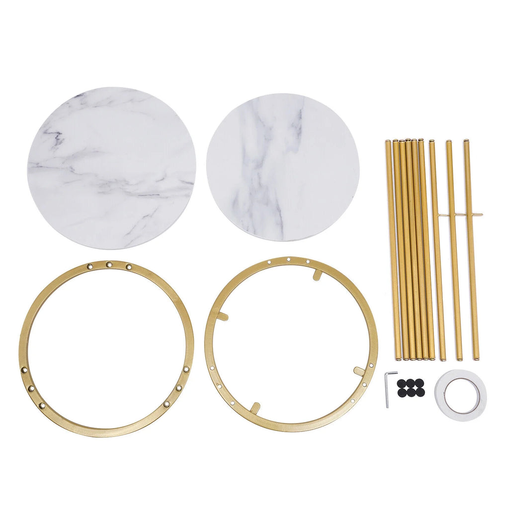 Round Marble 2 Tier Gold Metal Accent Table Y514512
