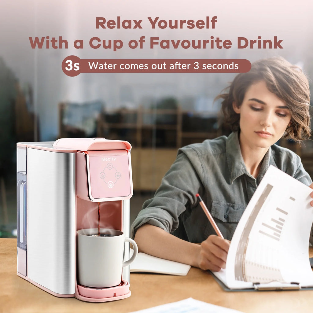 Pink 3-in-1 Single Serve Coffee Machine with Removable 50 Oz Water Reservoir Q196504