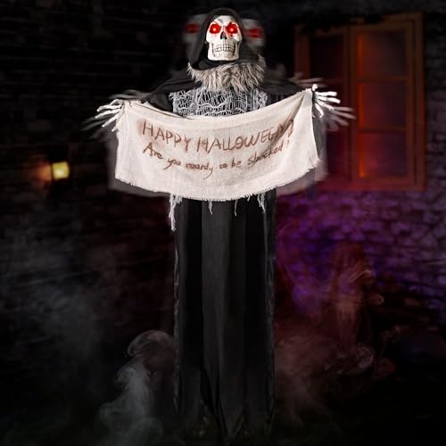 Hanging Animated Witch Decoration with Banner T7620