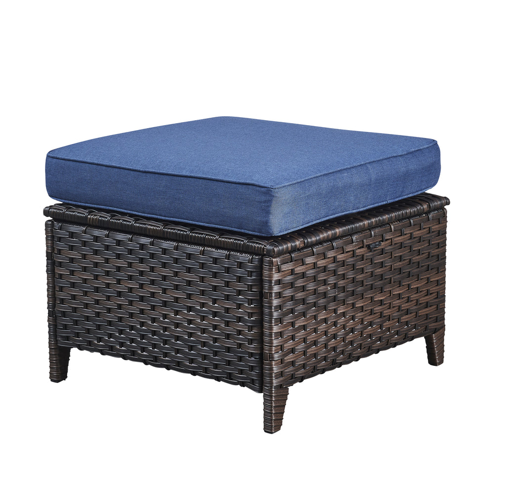 Blue 7Pcs Outdoor Rattan Patio Furniture Set with Cushion R857