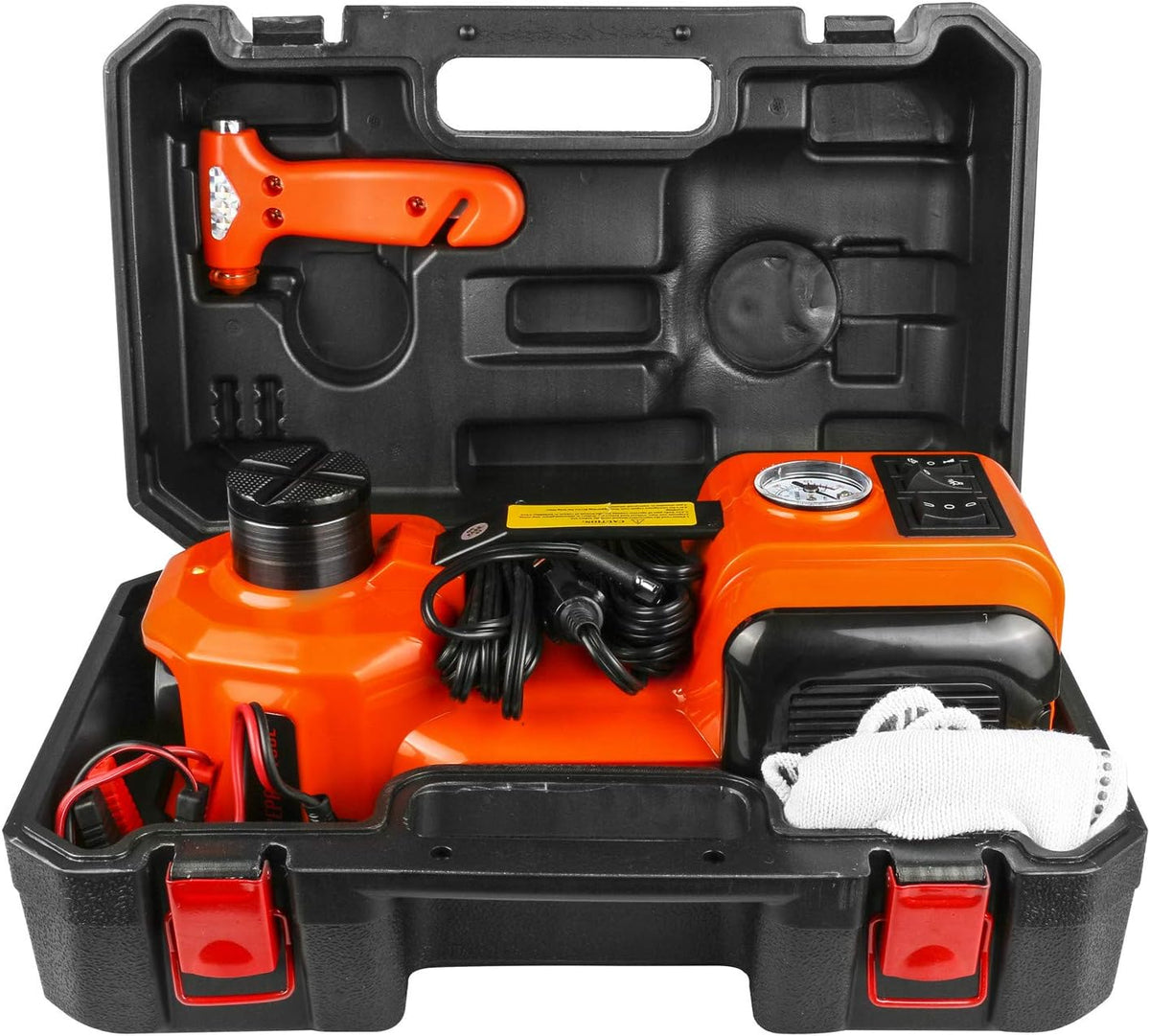 12V DC Electric Hydraulic Floor Jack 3 in 1 Set with Safe Hammer Car Repair Tool Kit Q838008