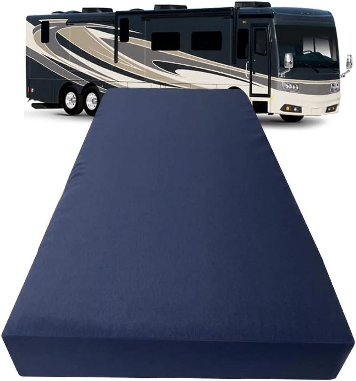 Olympic Queen 66 X 80 High Density Foam RV Mattress Replacement with Navy Canvas Cover W984245