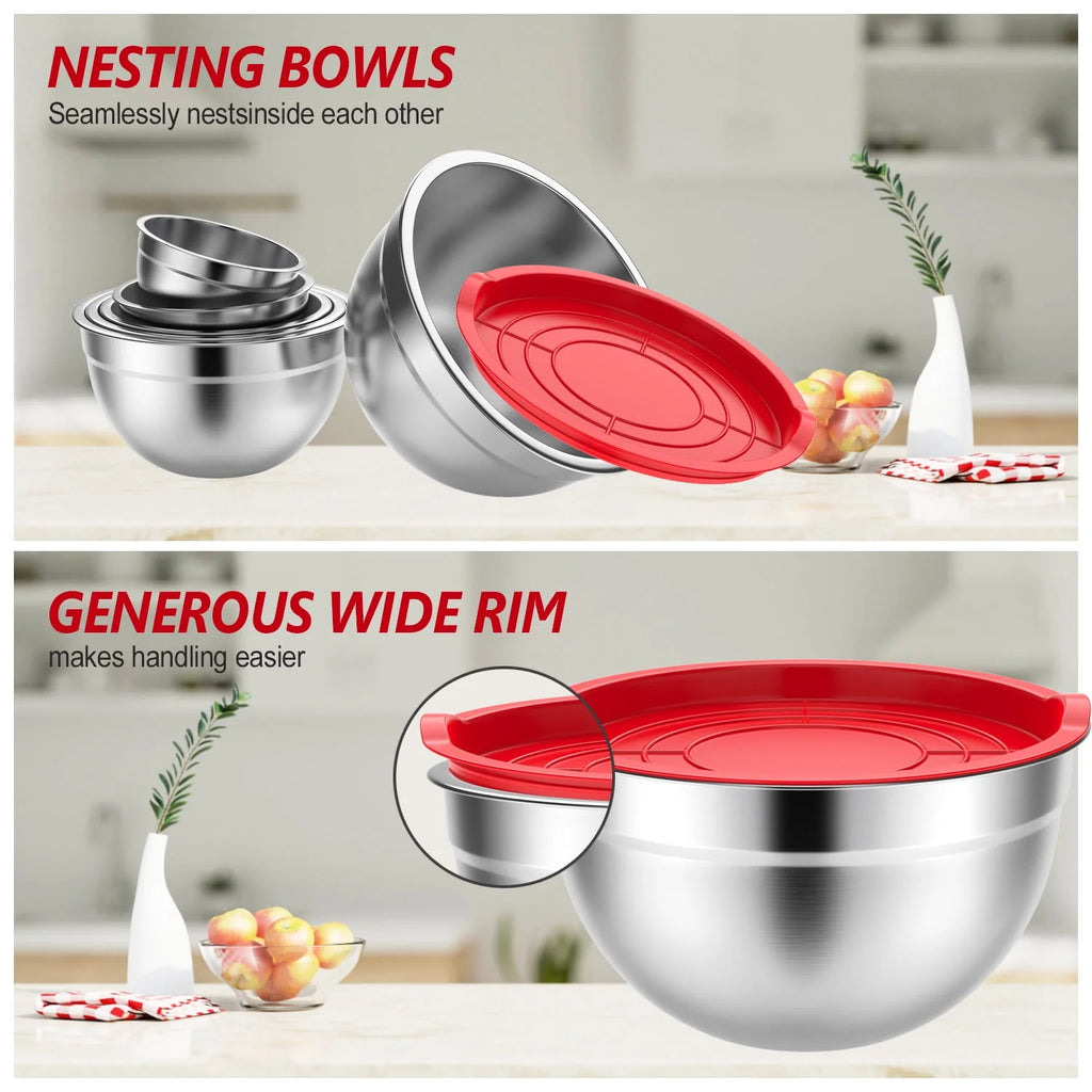 Stainless Steel Mixing Bowls Set with Lids 7 Pc Z406035