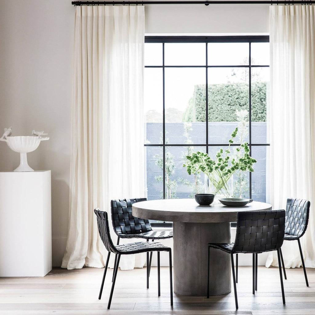 Black Leather Weave Dining Chair D9902