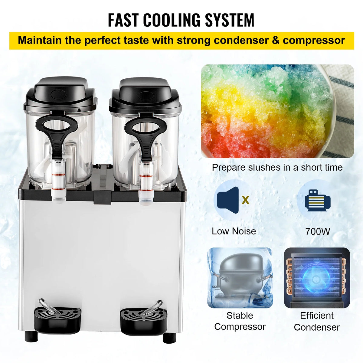 6 L x 2 Tanks 400W 110V Stainless Steel Slushy Machine Z340506