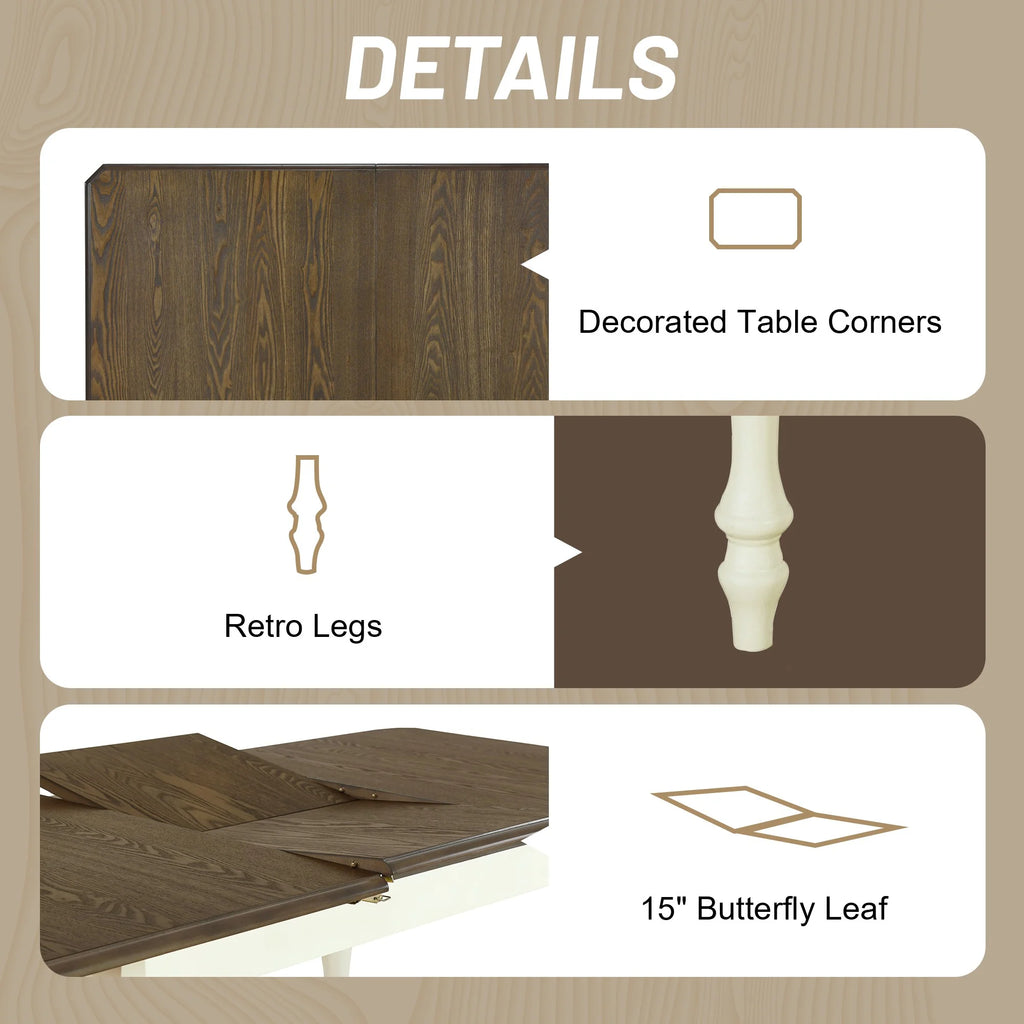Extendable Dining Table Set with Butterfly Leaf and Upholstered Chairs H2920