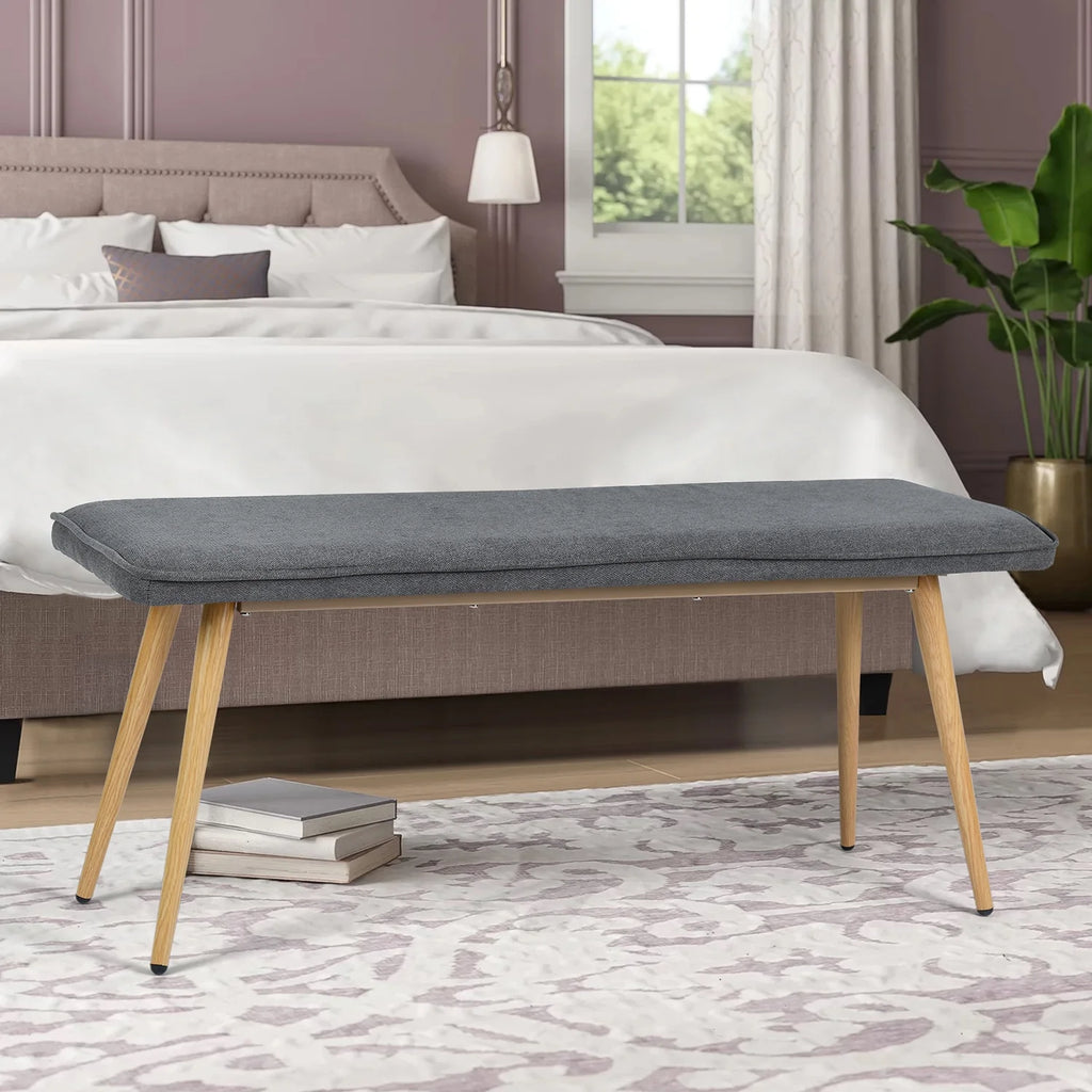 Charcoal Gray Upholstered Tufted Bench V883245