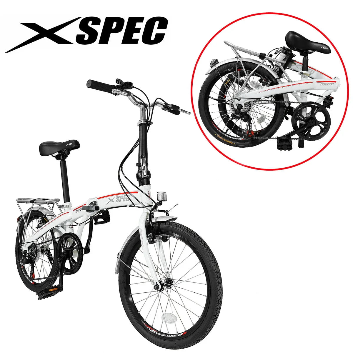White 7 Speed Folding Compact Bike U35165