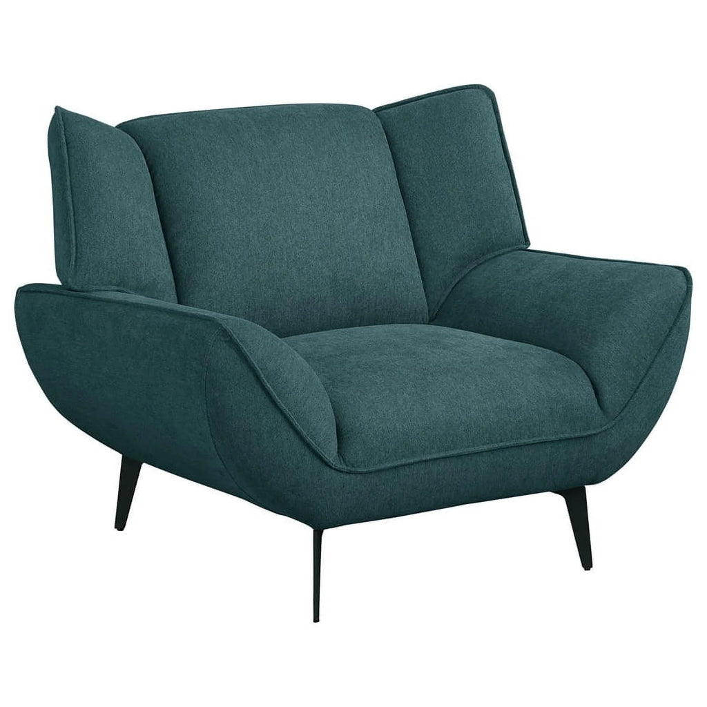 Teal Blue Black Fabric Metal Sofa Set N4765