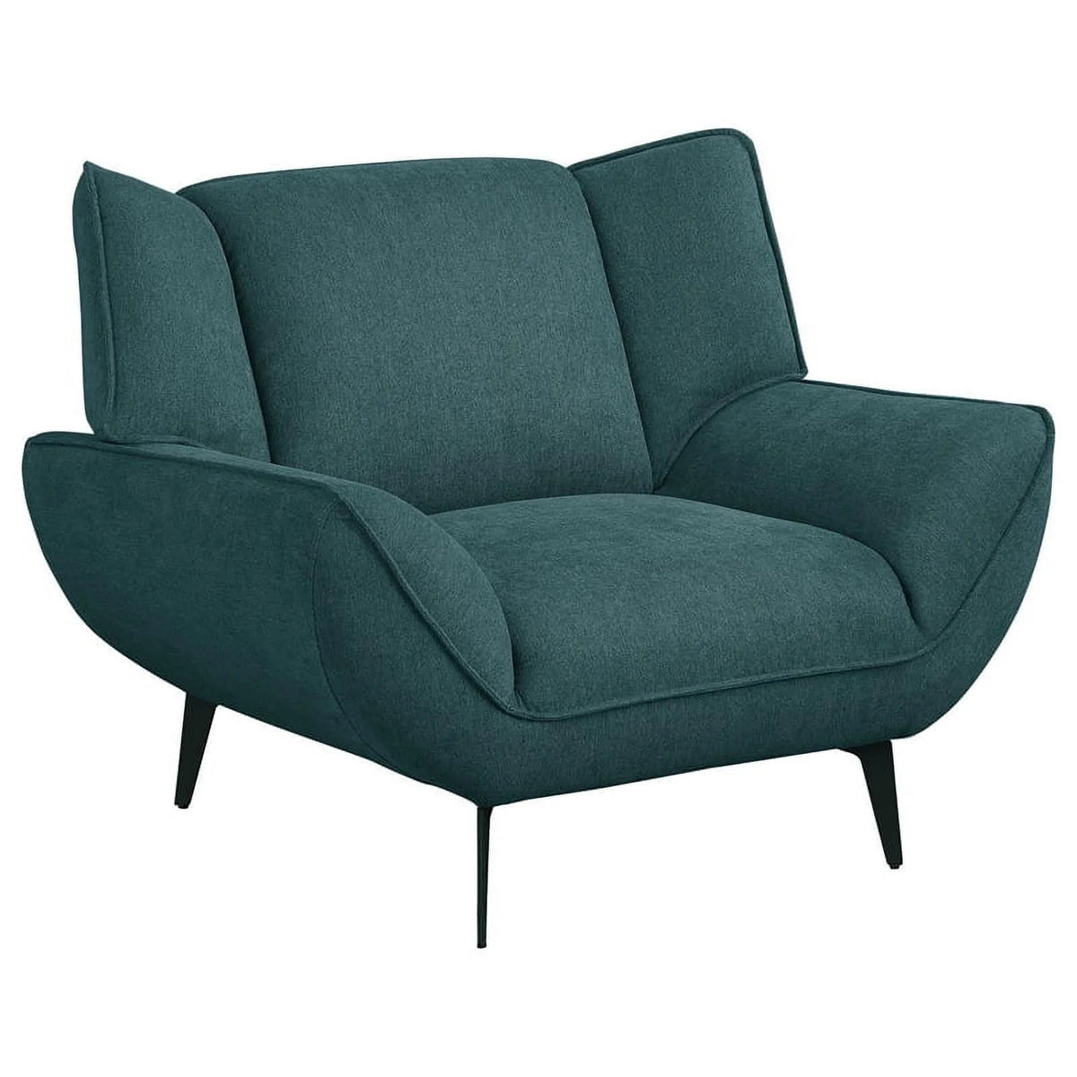 Teal Blue Black Fabric Metal Sofa Set N4765