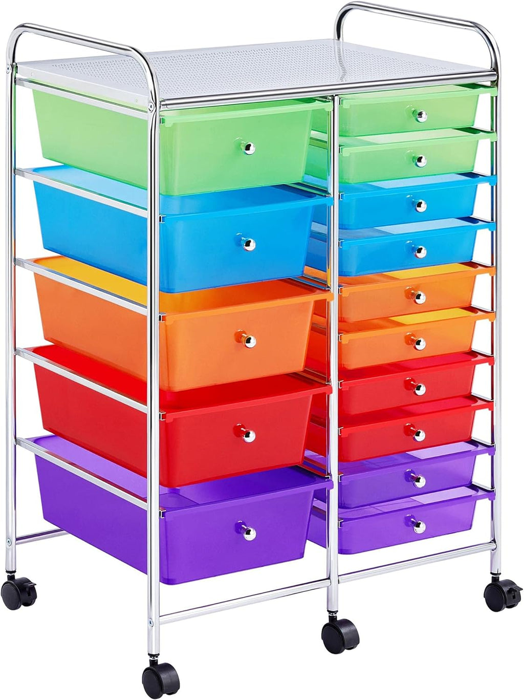 White 15 Drawers Rolling Storage Cart I58138