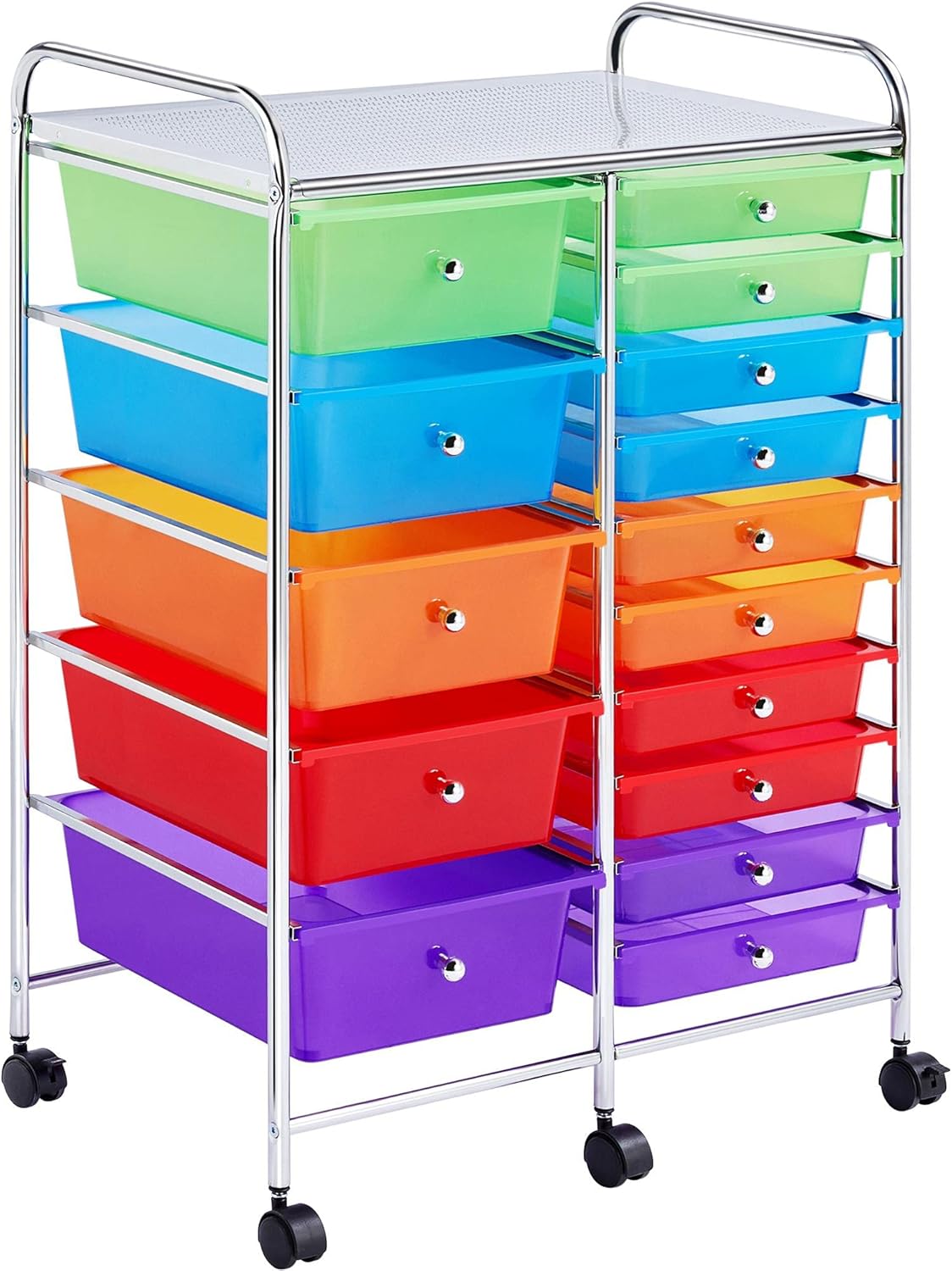 White 15 Drawers Rolling Storage Cart I58138