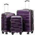 3 Piece Expandable Suitcase Set with TSA Lock Spinner 20in 24in 28in Purple V865894