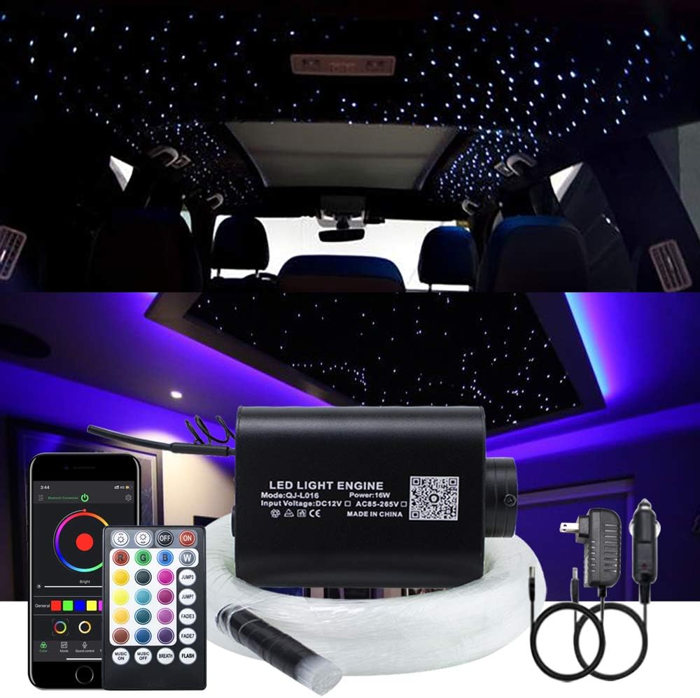 16W RGBW Fiber Optic Star Ceiling Light Kit with 400pcs 0.75mm 6.5ft Fiber Cable D10852
