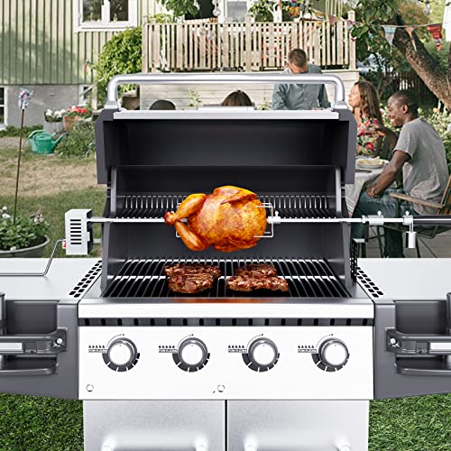 Stainless Steel Electric Grill Rotisserie Kit with 32"/39" Hexagon Spit Rod Z191879