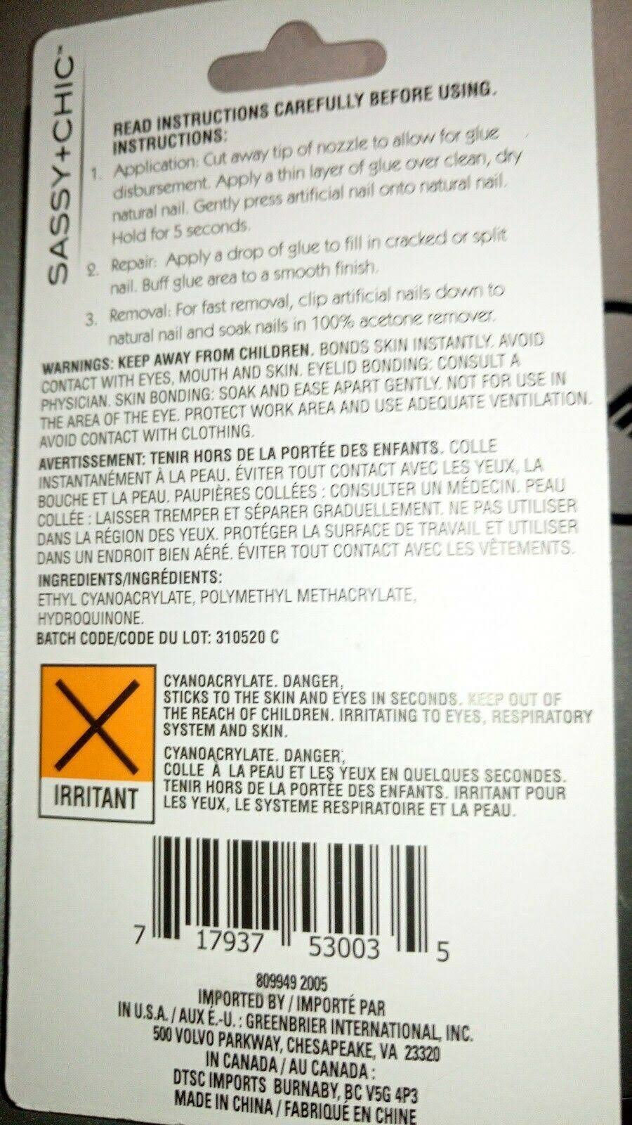 Instant Nail Glue 0.18 oz. Bottles 48 Units C873
