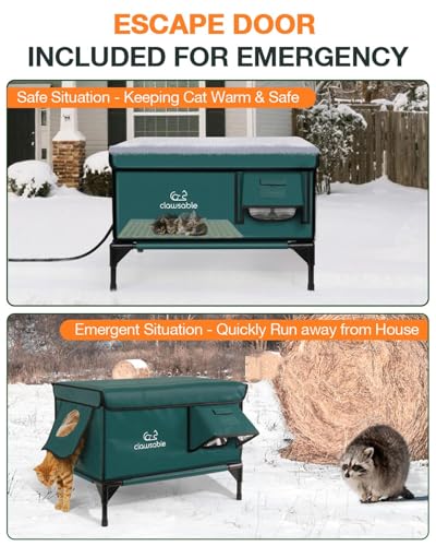 Forest Green 26"x16"x18" Insulated Outdoor Cat Shelter with Heater O59845
