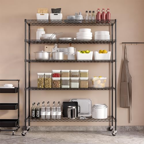 Black 5-Tier Solid Steel Wire Rack Storage Unit E47109