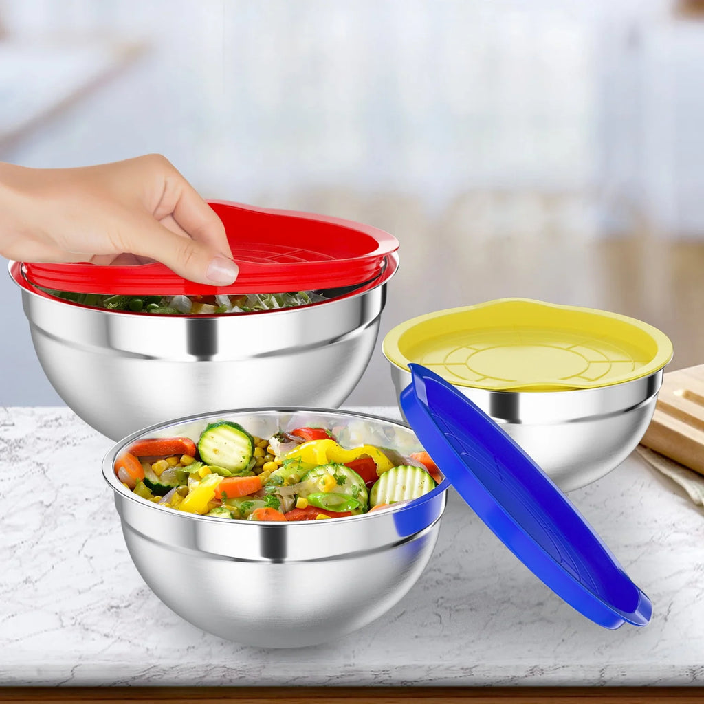 Stainless Steel Mixing Bowls Set with Lids 7 Pc Z406035