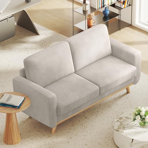 Light Grey Corduroy Loveseat Sofa O7951