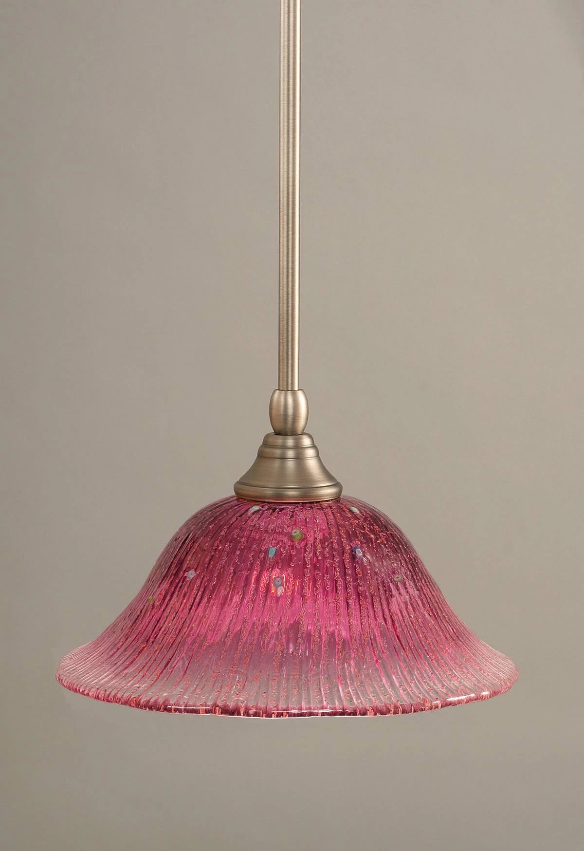 One Light Stem Mini-Pendant Brushed Nickel Finish with Wine Crystal Glass H2861