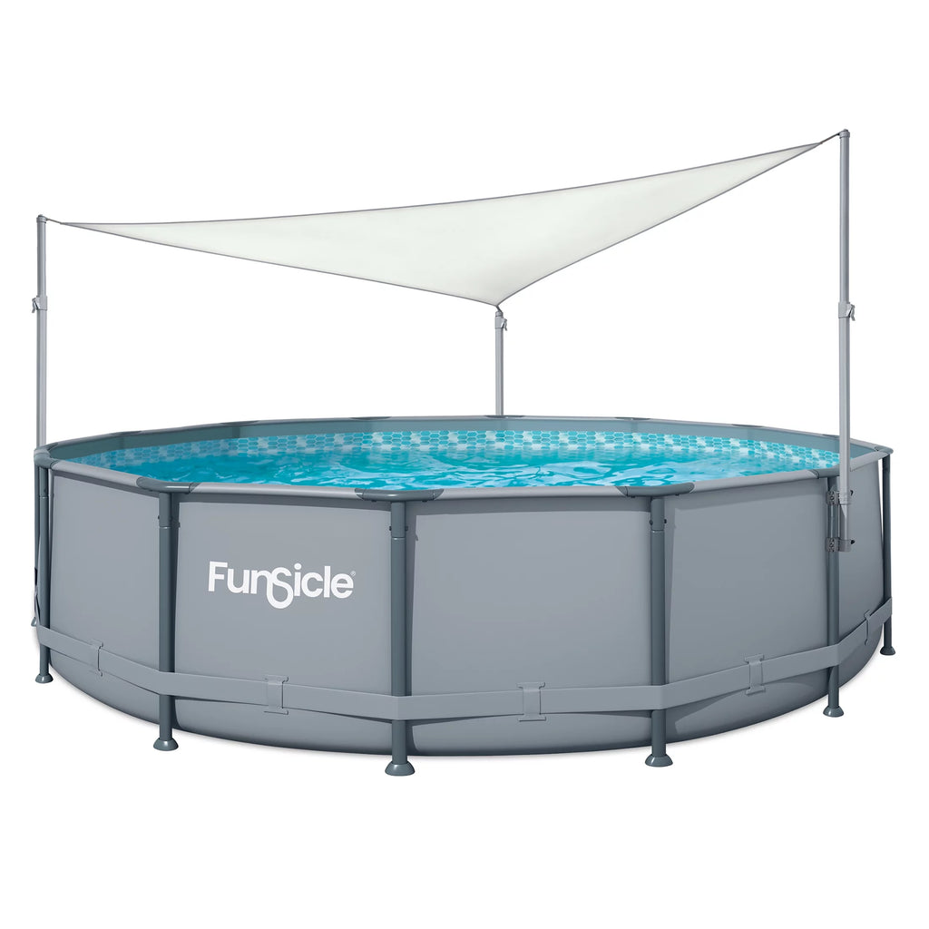 Triangular White Above Ground Swimming Pool Canopy B512975