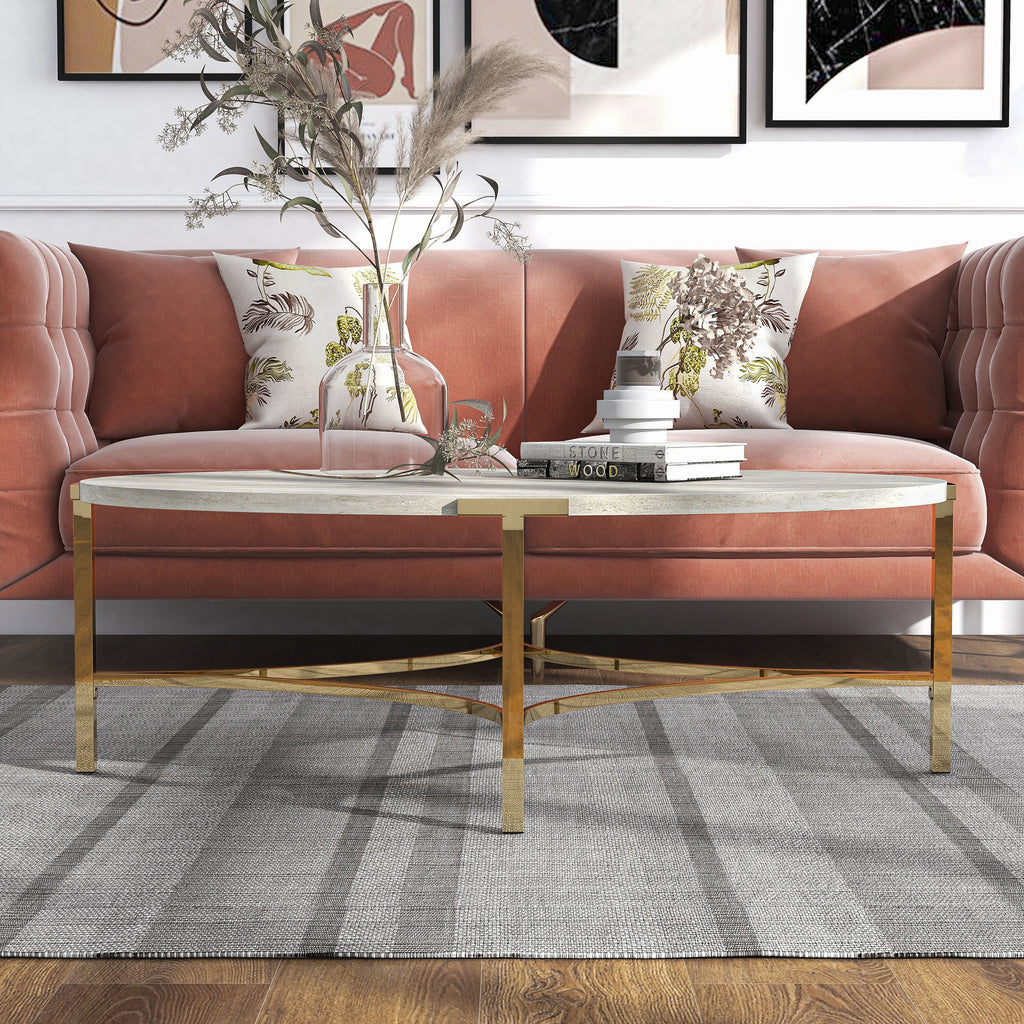 48-inch Faux Marble Coffee Table L7915